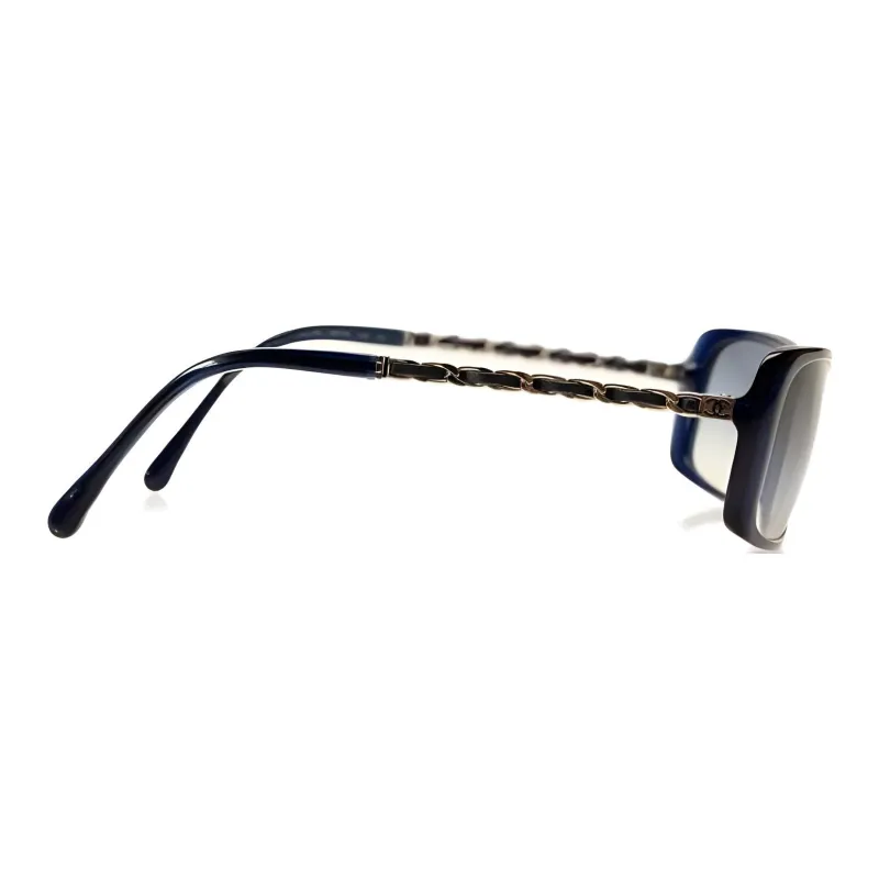 CHANEL Resin Acetate Rectangular Sunglasses Women's Blue-3