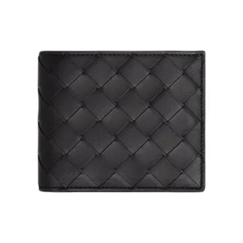 Bottega Veneta Calfskin Wallet Men's Black & Grass Green