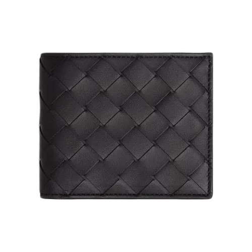 Bottega Veneta Calfskin Wallet Men's Black & Grass Green