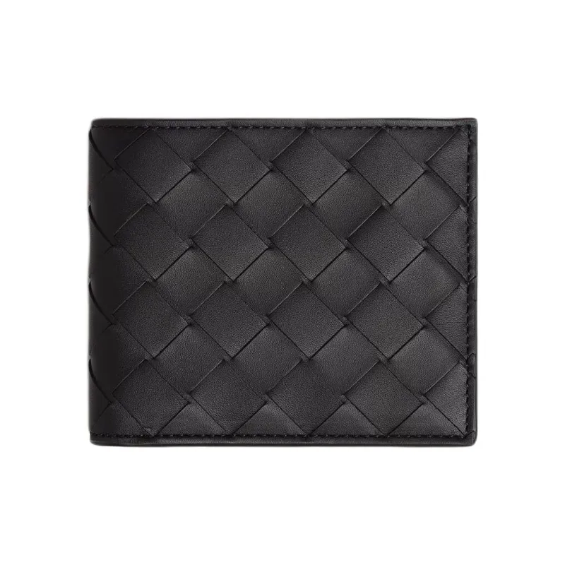 Bottega Veneta Calfskin Wallet Men's Black & Grass Green-0