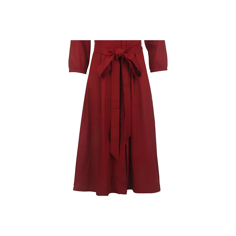 'S MAX MARA Long Sleeved Dress Women's Red-4