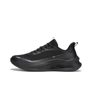 Erke Cushioning, Breathable, Lightweight Low Top Casual Running Shoes Men's Jet Black Carbon Gray