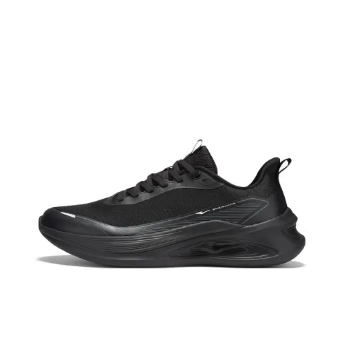 Erke Cushioning, Breathable, Lightweight Low Top Casual Running Shoes Men's Jet Black Carbon Gray