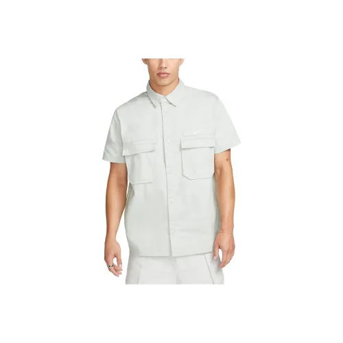 Nike Life Woven Military Short Sleeve Button Down Shirt 'Light Silver'