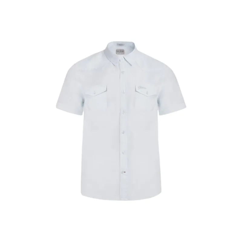 GUESS Shirts Men Light Blue-0