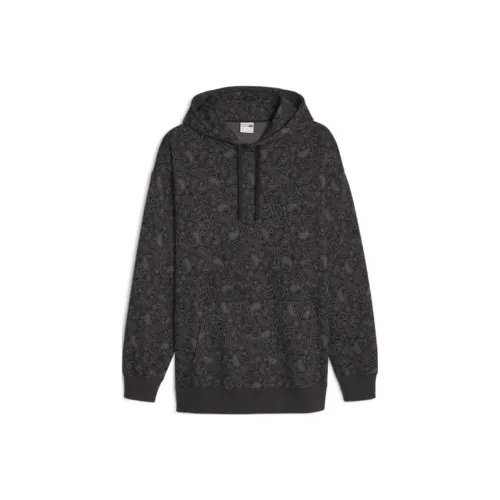 PUMA CLASSICS PAISLEYLUXE AOP Hoodie Fleece Sweatshirt Men's Black