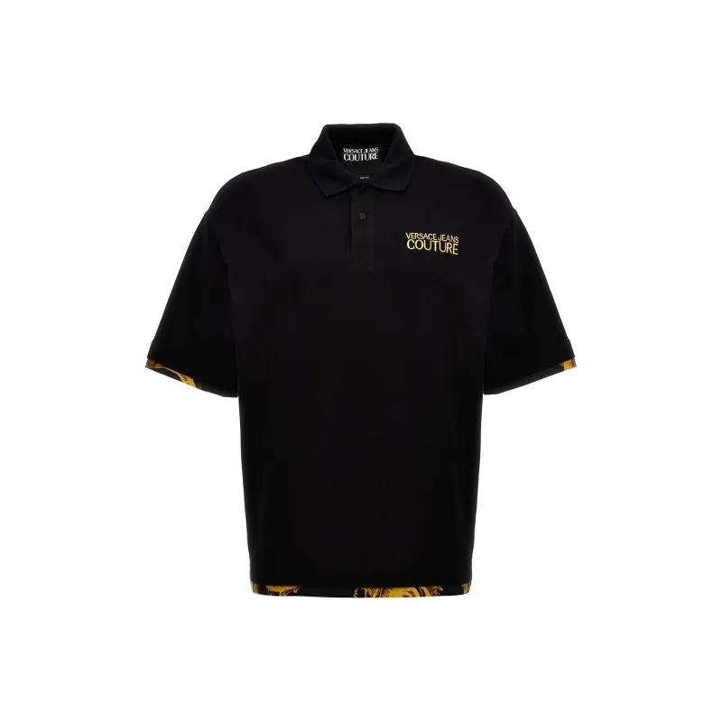 VERSACE JEANS COUTURE Logo Embroidered Short Sleeved Polo Shirt-0