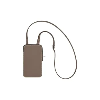 HERMES Hac A Bo Tadelakt Calfskin Cell Phone Pouch Men's 18 Etoupe Elephant Gray