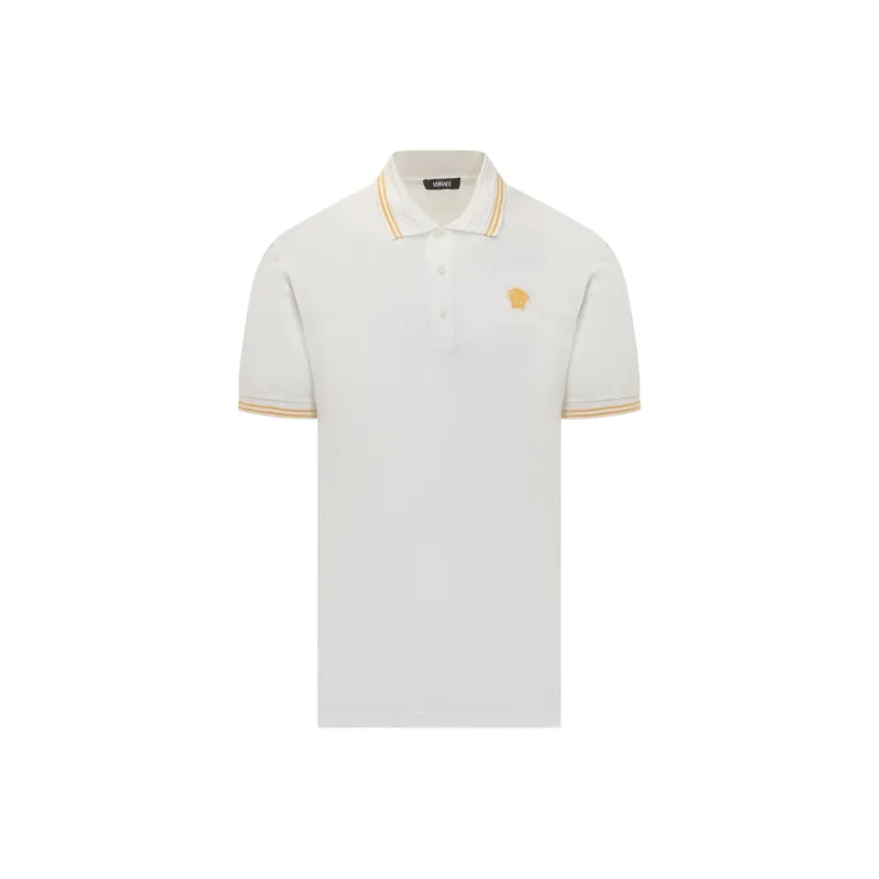 VERSACE Medusa Embroidered Short Sleeved Polo Shirt-0