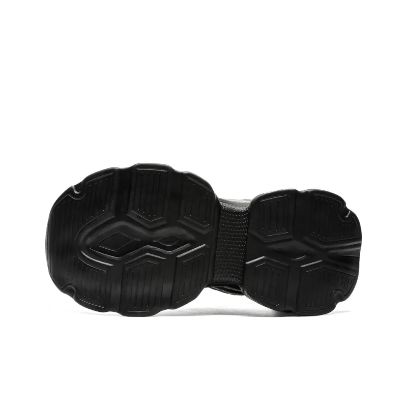 SUPEREDGE Wrapping, Wear Resistant And Non Slip Low Top Chunky Sneakers Unisex Black Distressed-3