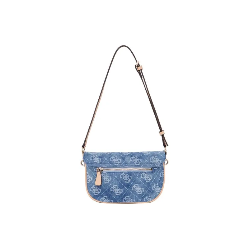 GUESS Fabric With Artificial Leather Shoulder Bag Medium Size Women's Denim Blue-2