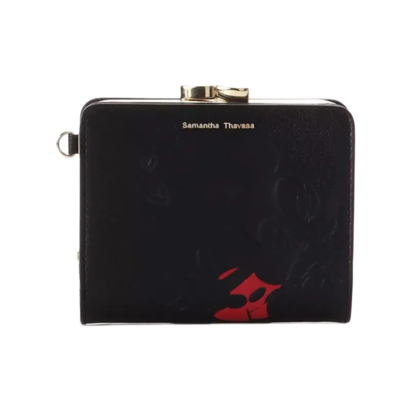 Disney Cow Leather Wallet Women's Black-0