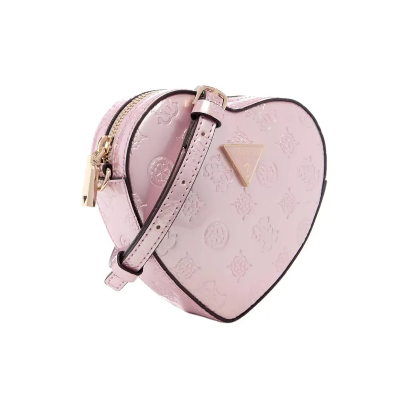 GUESS Artificial Leather Heart Shaped Bag, Shoulder Bag, Crossbody Bag Medium Size Women's Pink-1
