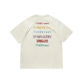 714STREET Couple Set Skin Friendly Heavyweight 100% Cotton Short Sleeved Shirt T Shirt Unisex