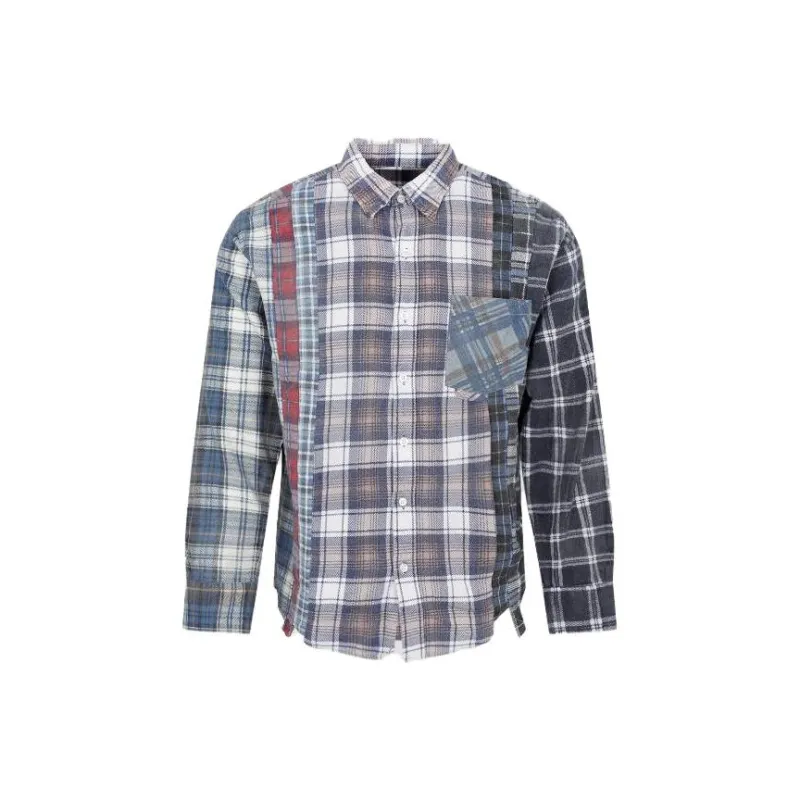 Needles Flannel Shirt Ribbon Wide Reflection Shirt-0