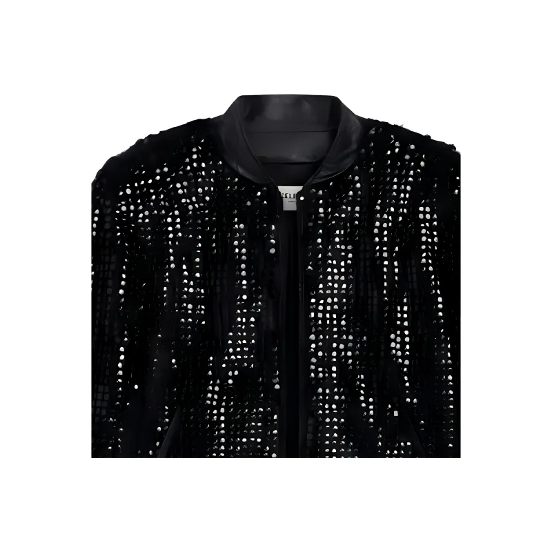CELINE Leather Jacket Women's Black-1