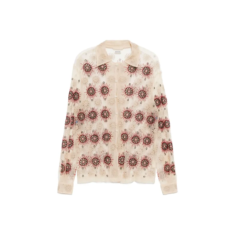 BODE Floral Embroidered Button Up Shirt-0