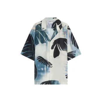 DRIES VAN NOTEN Palm printed Silk Shirt