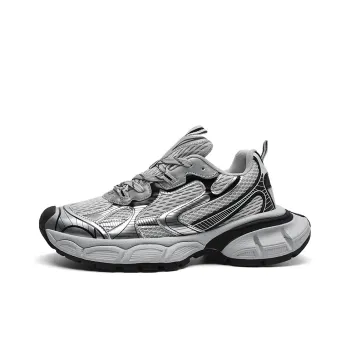 SUPEREDGE Slip Resistant Lightweight Cushioning Low Top Chunky Sneakers Unisex Silver
