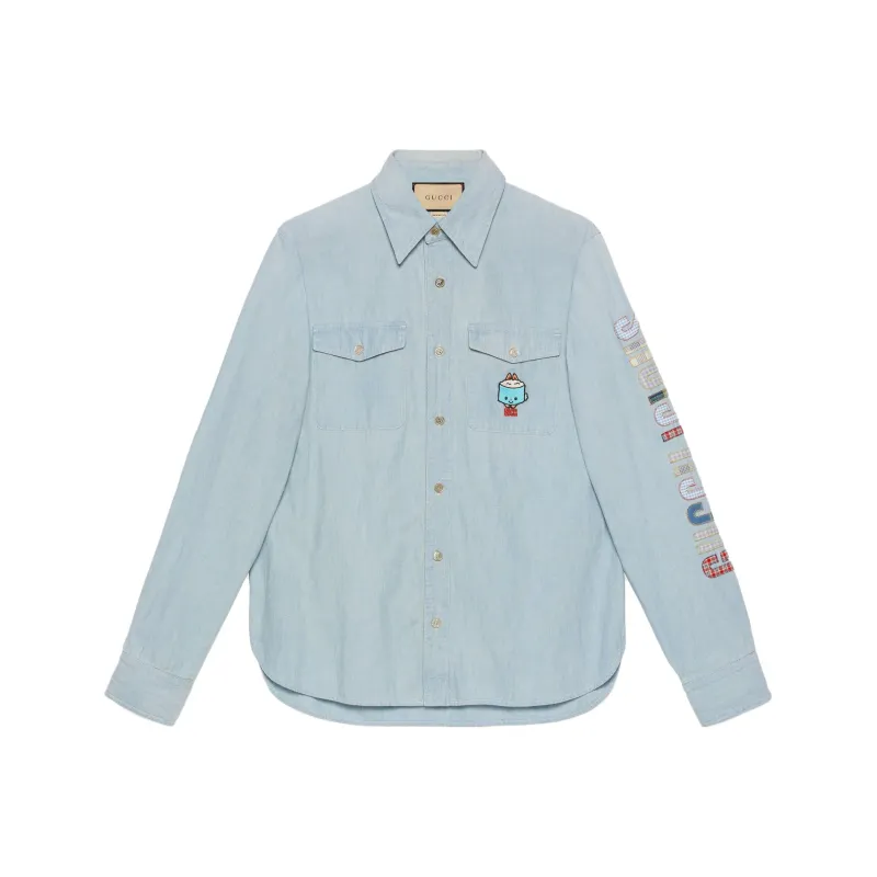 GUCCI Shirts Men Blue-0