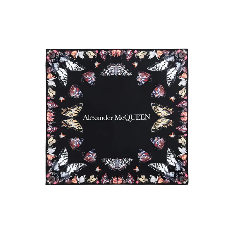 Alexander McQueen Silk Scarves Women's Black Multicolor-2