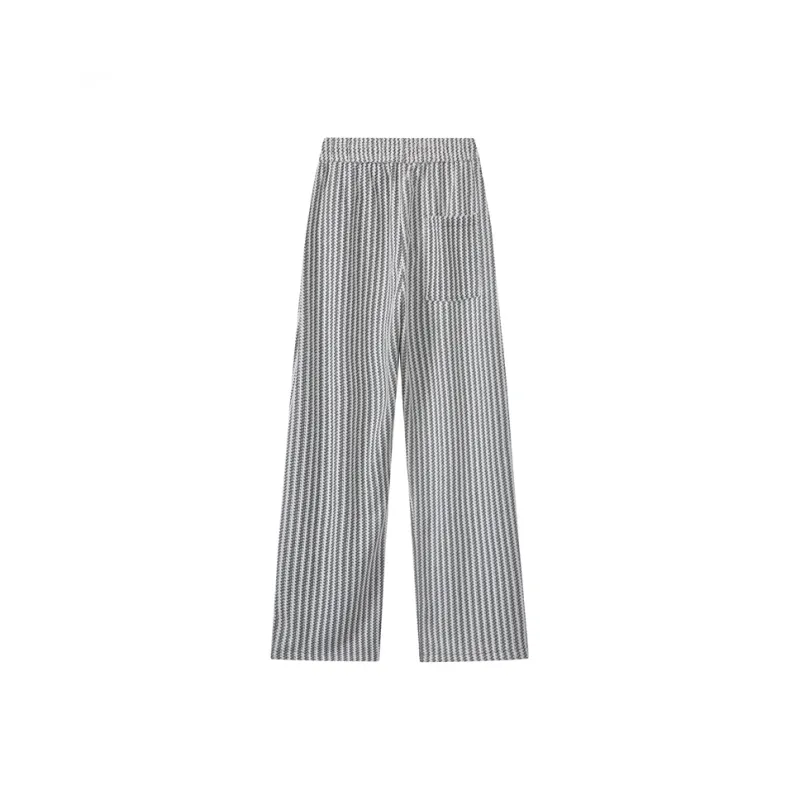 Chisportate Casual Pants Unisex Black White Stripes-1
