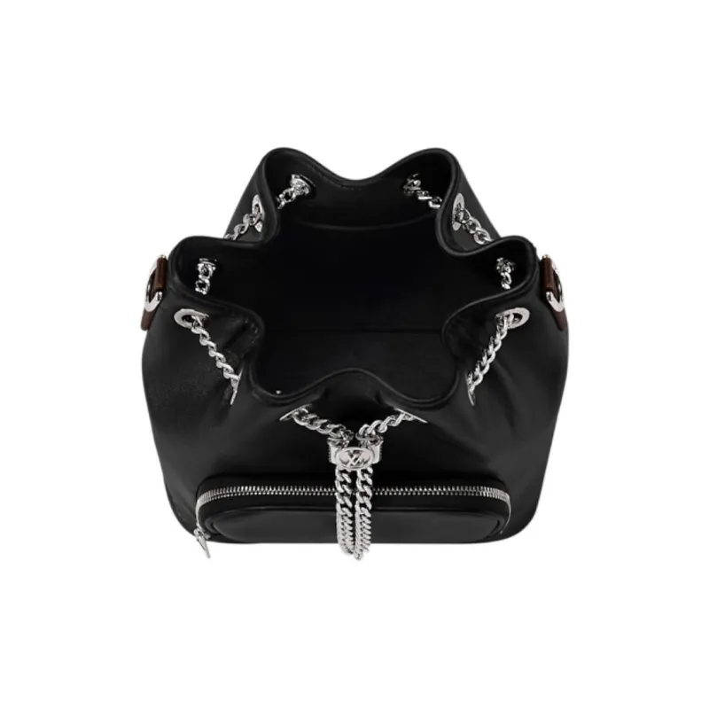 LOUIS VUITTON Sheepskin One Shoulder Handbag Women's Black-3