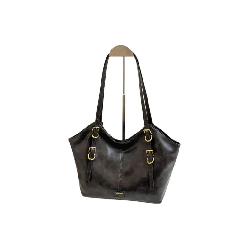 SUN EARTH &U PU Tote Bag, Shopping Bag, Shoulder Bag Women's Black/Brown/Coffee/Ecru-6