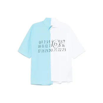 MM6 Maison Margiela Logo Printed Asymmetric Shirt