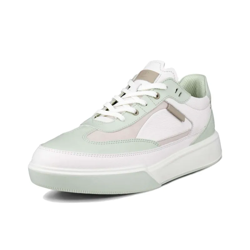 Ecco Street Court W Low Top Casual Shoes Women's White Green-1