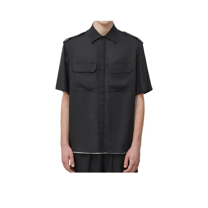 Neil Barrett Epaulettes Short Sleeved Straight Hem Shirt-0