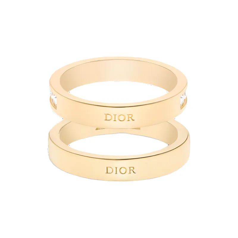 DIOR Metal Crystal Rings Women's Gold-2
