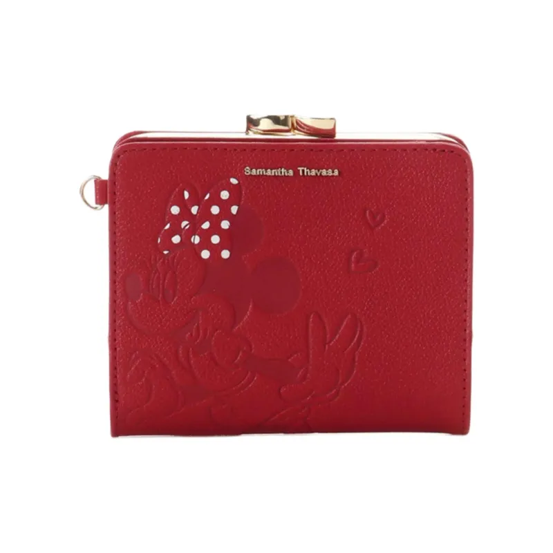 Disney Cow Leather Wallet Women's Red-0