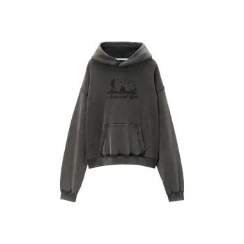 Alexander Wang Distressed Skyline Logo Graphic Hoodie