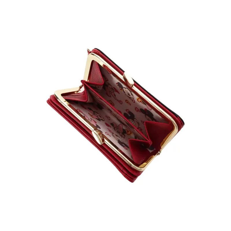 Disney Cow Leather Wallet Women's Red-5