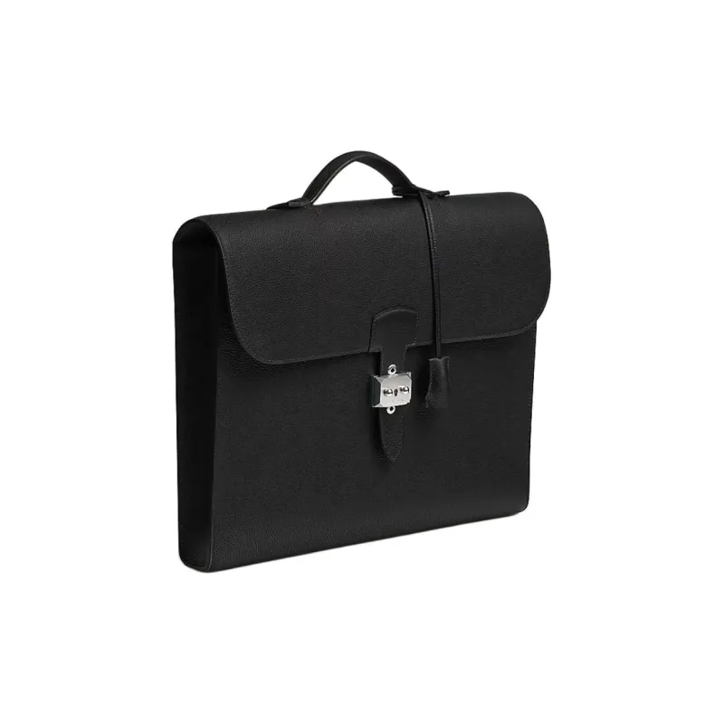 HERMES Sac A Depeches Togo Calfskin Briefcase Men's 89 Noir Black-1
