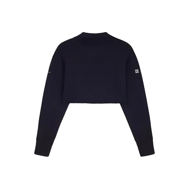 Givenchy Cropped Swearshirt With Embossed Chain Collar 'Black'-1