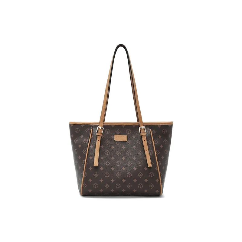 Old Man's Head Synthetic Leather Tote Bag Shoulder Bag Women's Coffee/Ecru-2