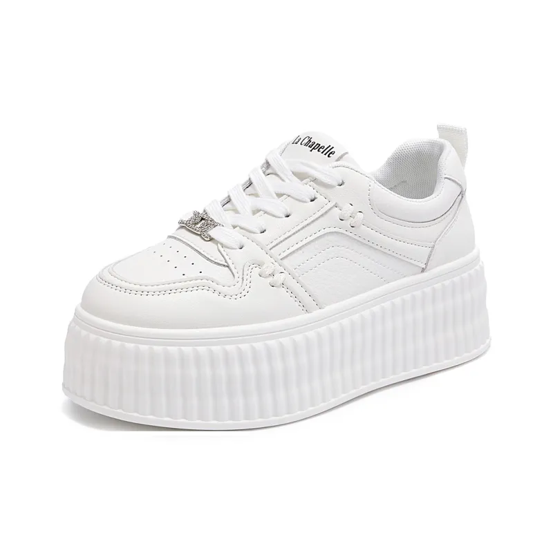 La Chapelle Anti Slip Wear Resistant Low Top Skateboard Shoes Women's White-1