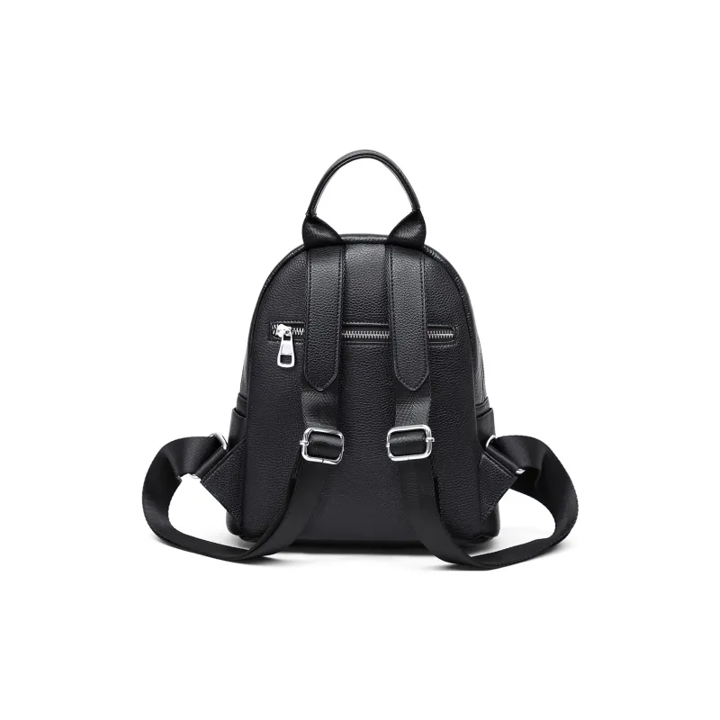 PT'SON Cow Leather Backpack Regular Women's White/Black-5