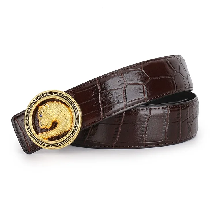 Jeccieziio Cow Leather Belts Men's Gunmetal, Gold, Silver Width 4.0cm-4