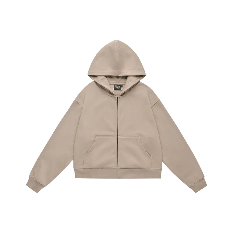 MAD WITCH Gray Hoodie Vintage Casual Boxy Cropped Loose Fit Coat Unisex-4