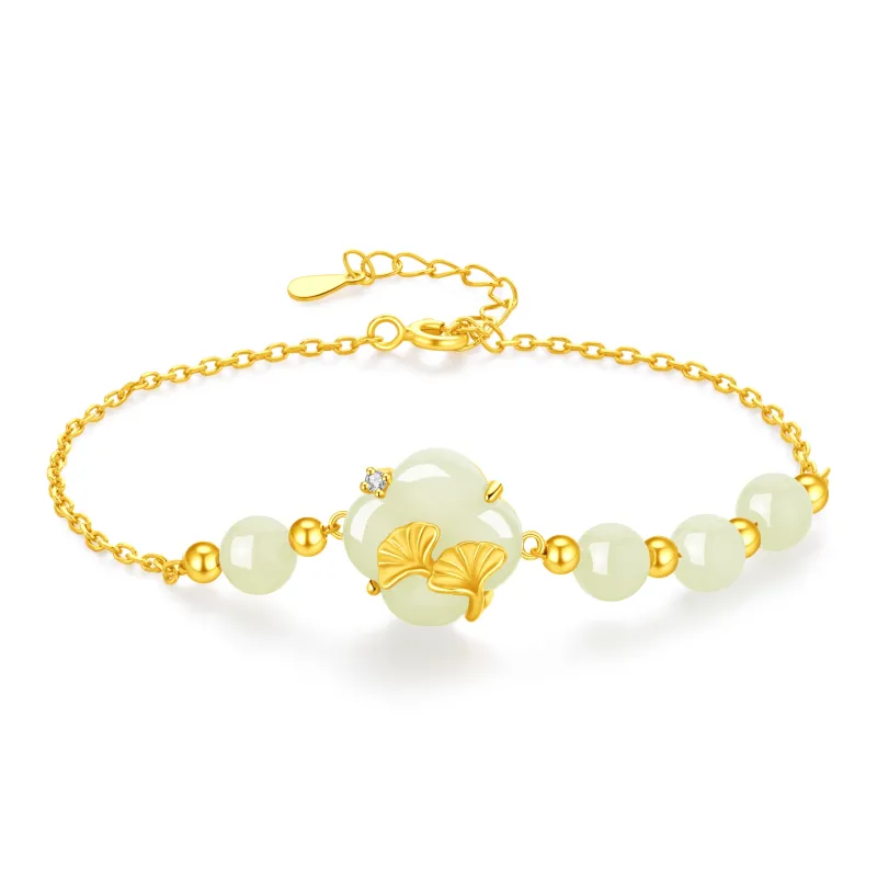 Lao Feng Xiang Bracelets Pale Greenish White Jade Women's-0
