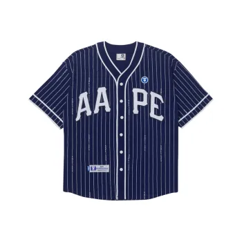Aape Logo patch Striped Cotton Shirt