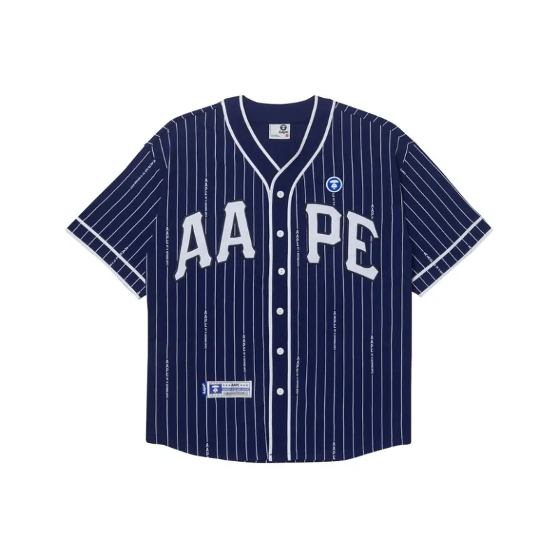 Aape Logo patch Striped Cotton Shirt-0