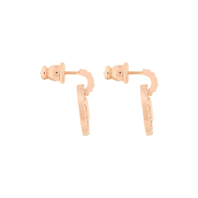 DIOR Metal Faux Crystal Earrings Women's Pink-2