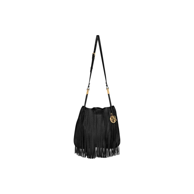 DIOR Lambskin Handbag Large Size Women's Black-3
