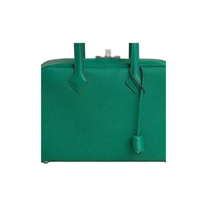 HERMES Victoria II Fourre tout Taurillon Clemence Cow Leather Handbag Unisex U4 Vert Vertigo Dazzling Green-2