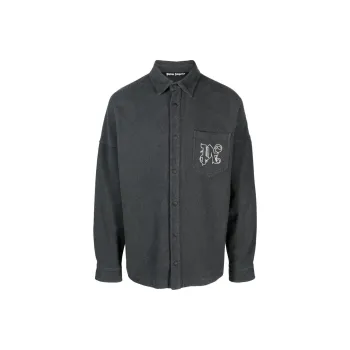 PALM ANGELS Monogram Embroidered Flannel Overshirt