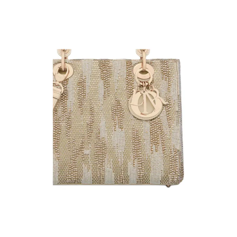 DIOR Lady Dior Calfskin Lady Dior Bag, One Shoulder Handbag Medium Size Women's Latte-5